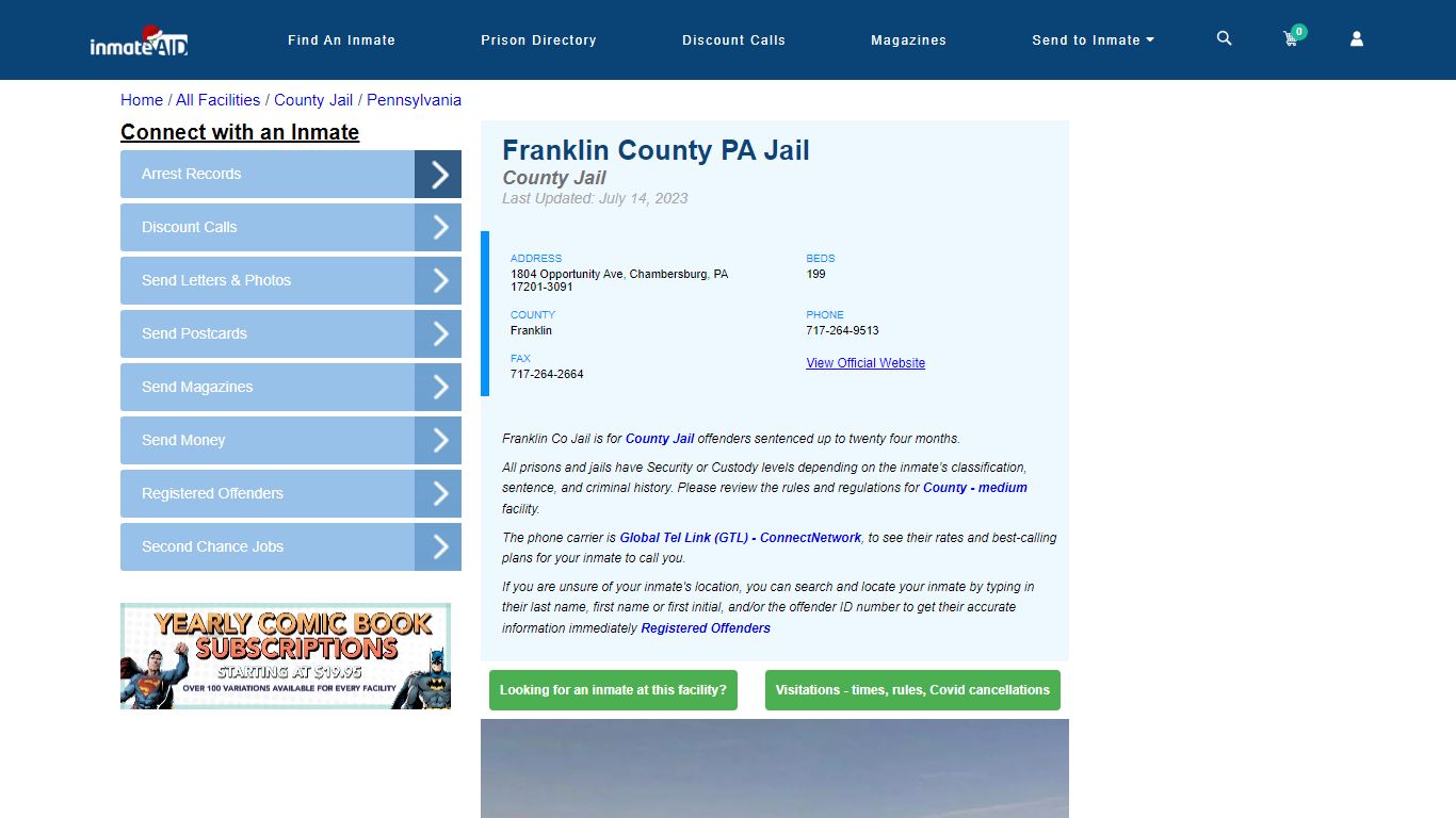 Franklin County PA Jail - Inmate Locator - Chambersburg, PA